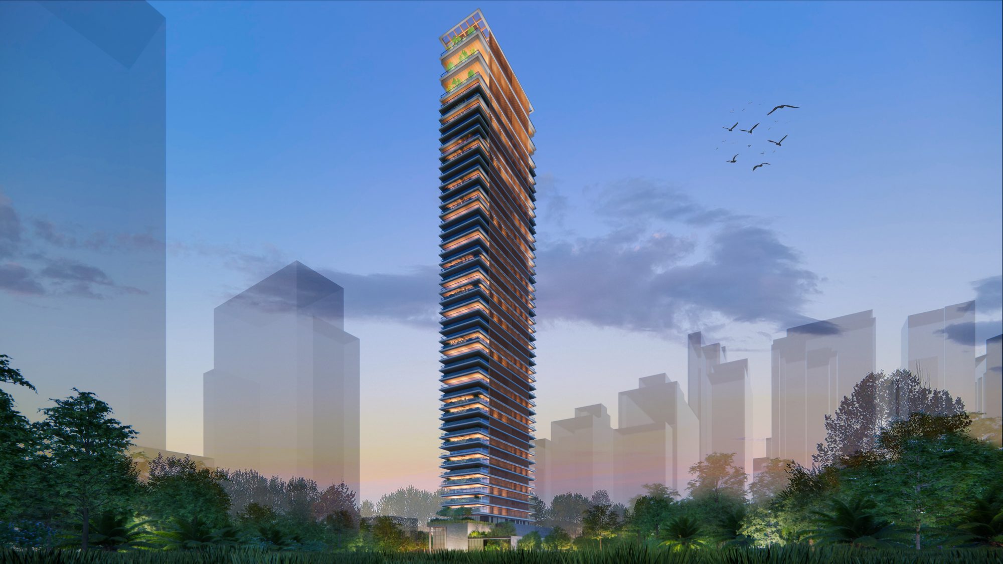 Render do Catuaí + Even Jardins — a torre esguia no skyline dos Jardins